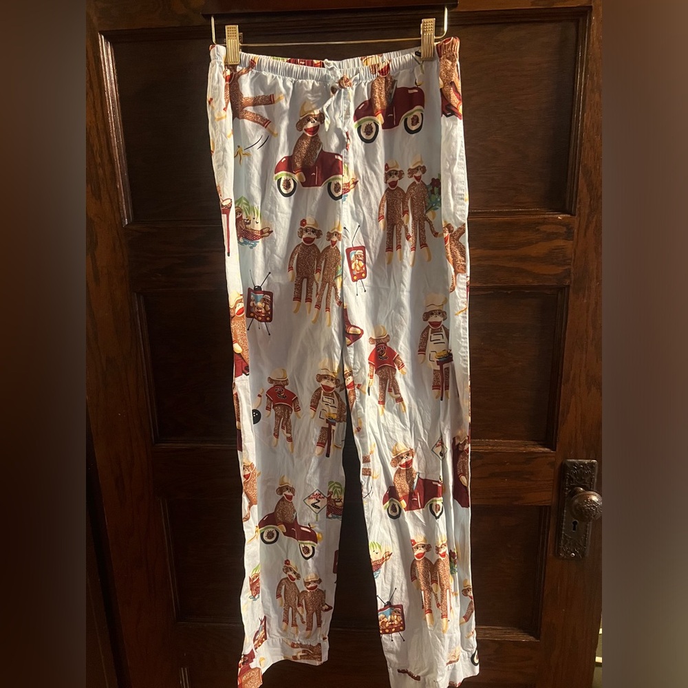 EUC Nick & Nora sock monkey  pajama pant, Size Small